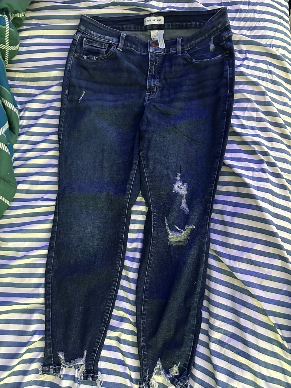 Lane Bryant Dark Indigo Ripped Skinny Jeans